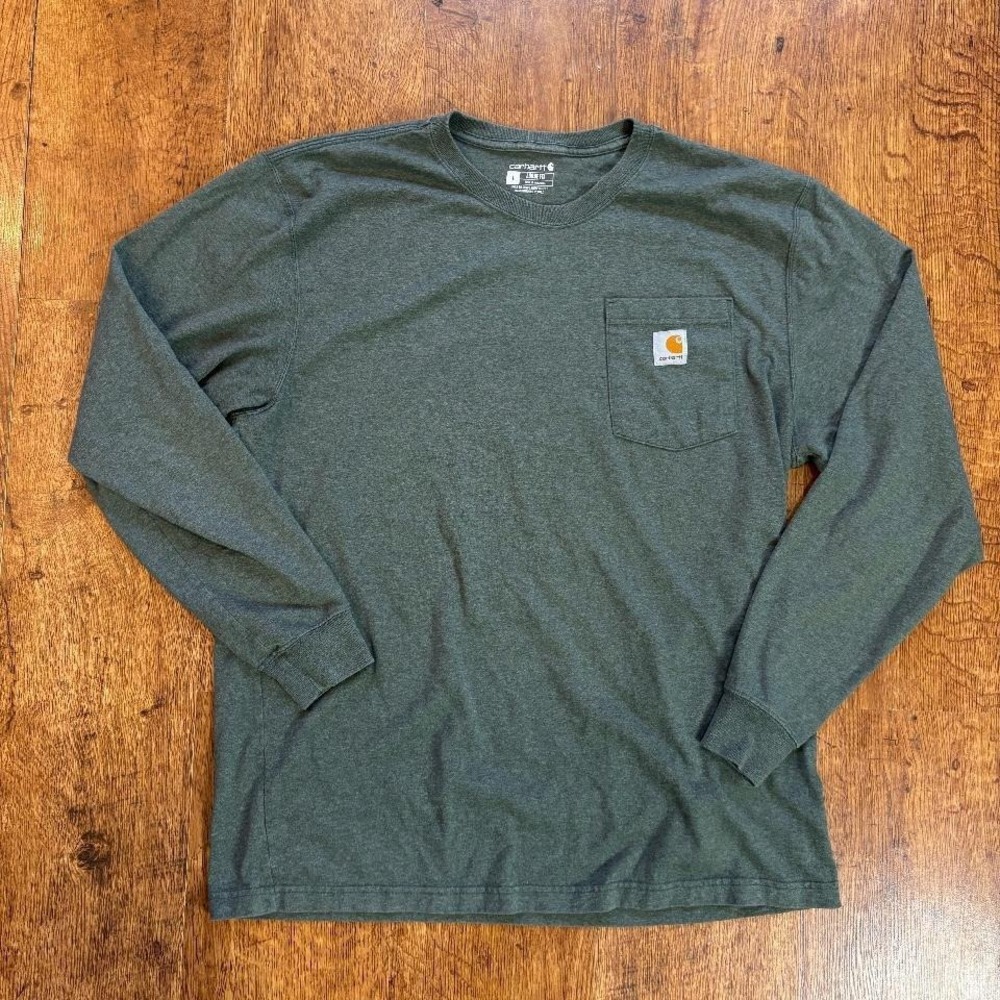 green Carhartt long sleeve shirt
